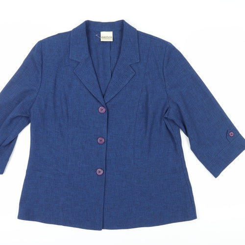 Eastex Women's Blue Three-Button Blazer - Size 14