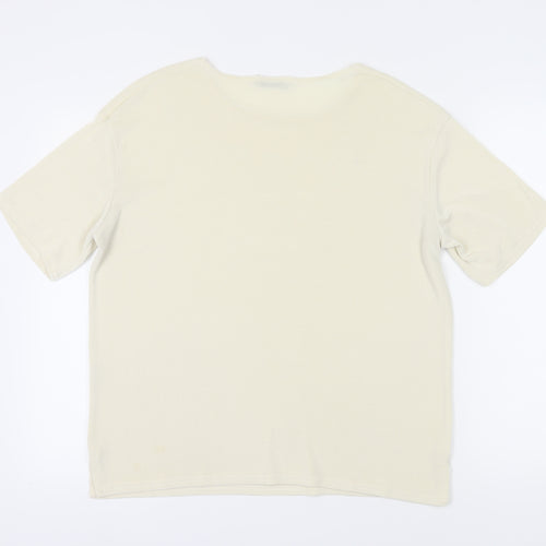 Must Women's Beige Floral Embroidered T-Shirt 2XL Casual