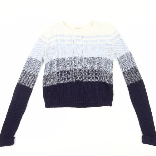 SoulCal Women's Blue Cable-Knit Jumper Size 8