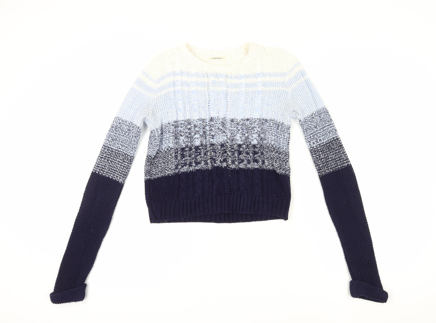 SoulCal Women's Blue Cable-Knit Jumper Size 8