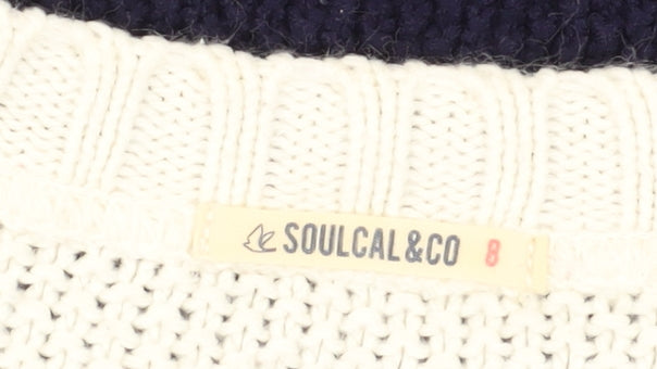 SoulCal Women's Blue Cable-Knit Jumper Size 8