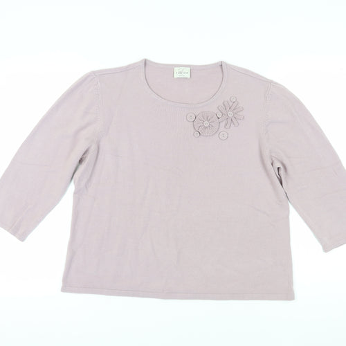Eastex Women’s Beige 3/4 Sleeve Pullover Jumper