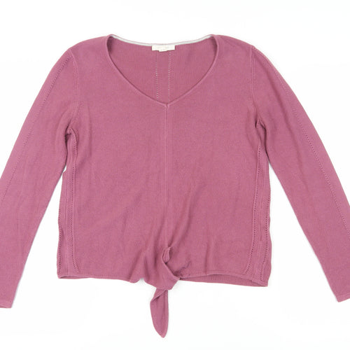 White Stuff Women's Pink V-Neck Pullover Jumper Size 8