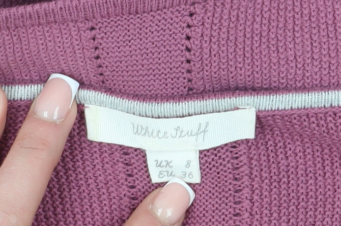 White Stuff Women's Pink V-Neck Pullover Jumper Size 8