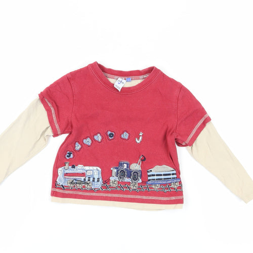 Jasper Conran Unisex Red Train T-Shirt, 12-18 Months