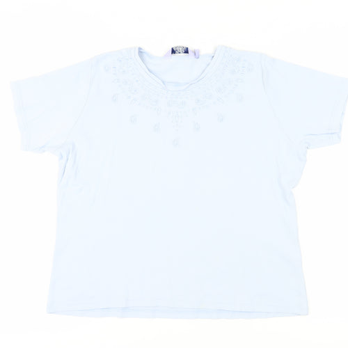 Honor Millburn Women's Blue Embroidered T-Shirt, Size 18-20