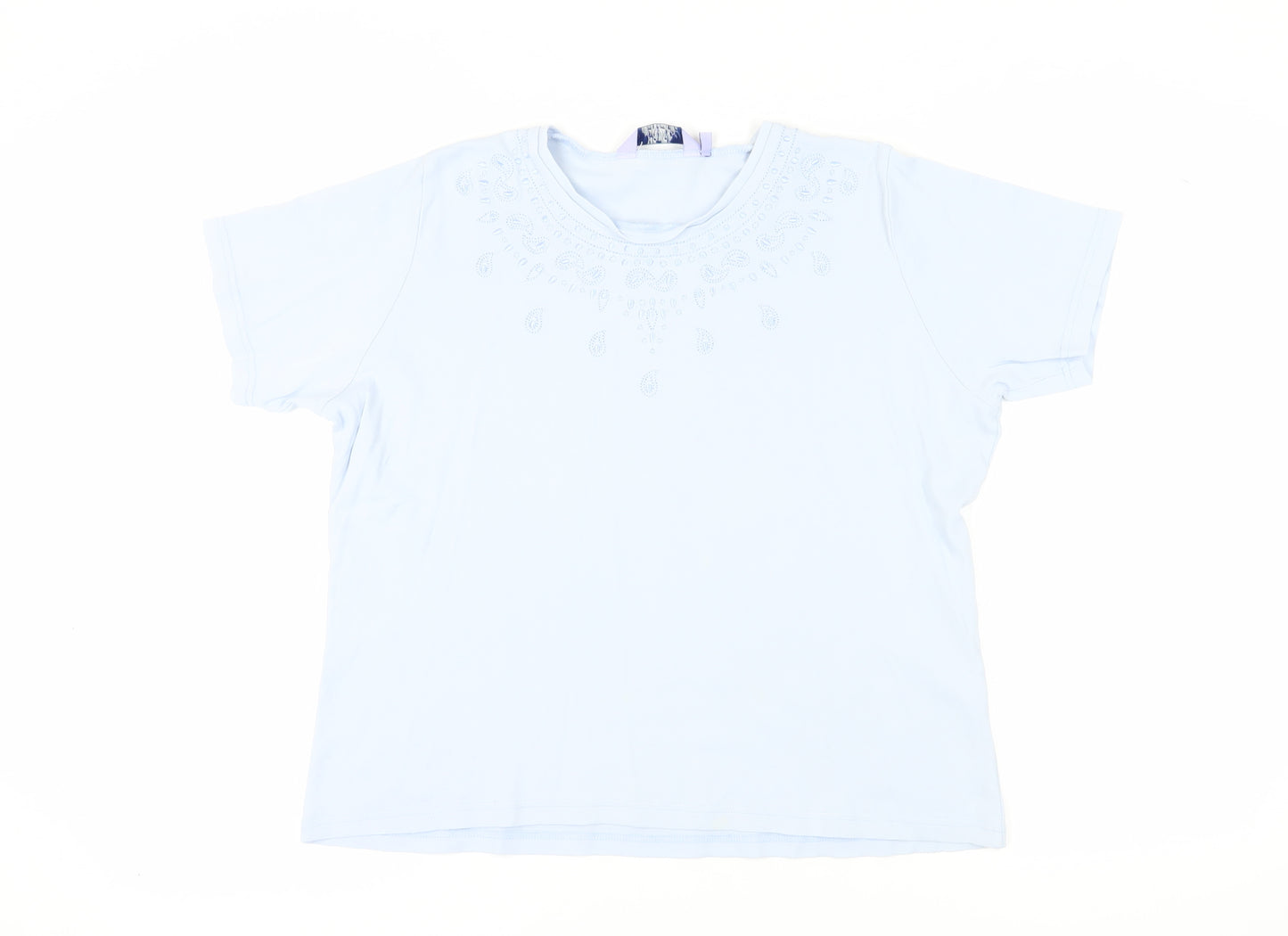 Honor Millburn Women's Blue Embroidered T-Shirt, Size 18-20