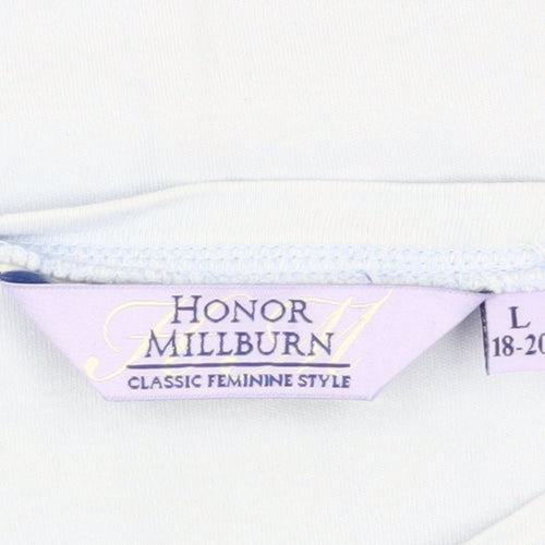 Honor Millburn Women's Blue Embroidered T-Shirt, Size 18-20