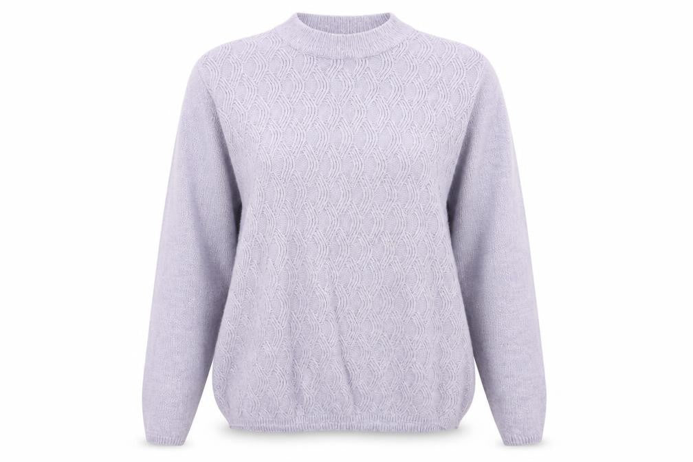 Front view of Honor Millburn Women's Purple Cable-Knit Jumper M