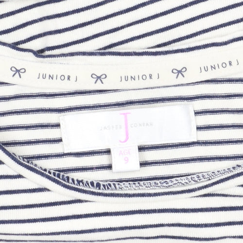 Jasper Conran Girls White Striped Long Sleeve T-Shirt, Size 9
