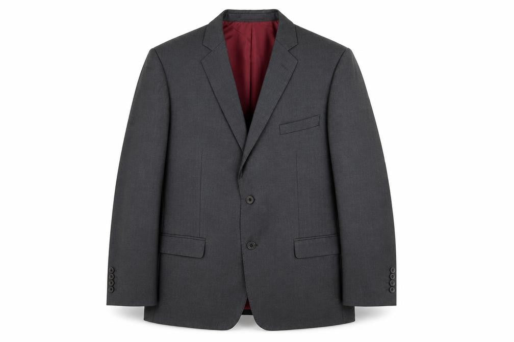 Front view of Magee Men's Grey Wool Suit Jacket, Size 44S Classic Fit
