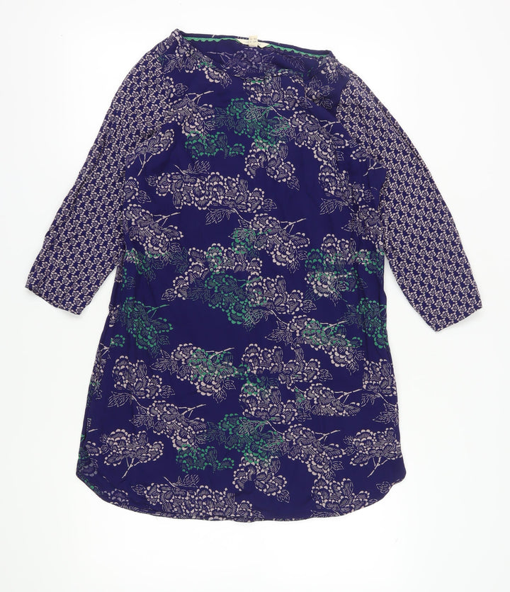 White Stuff Women's Blue Floral Shift Dress Size 14