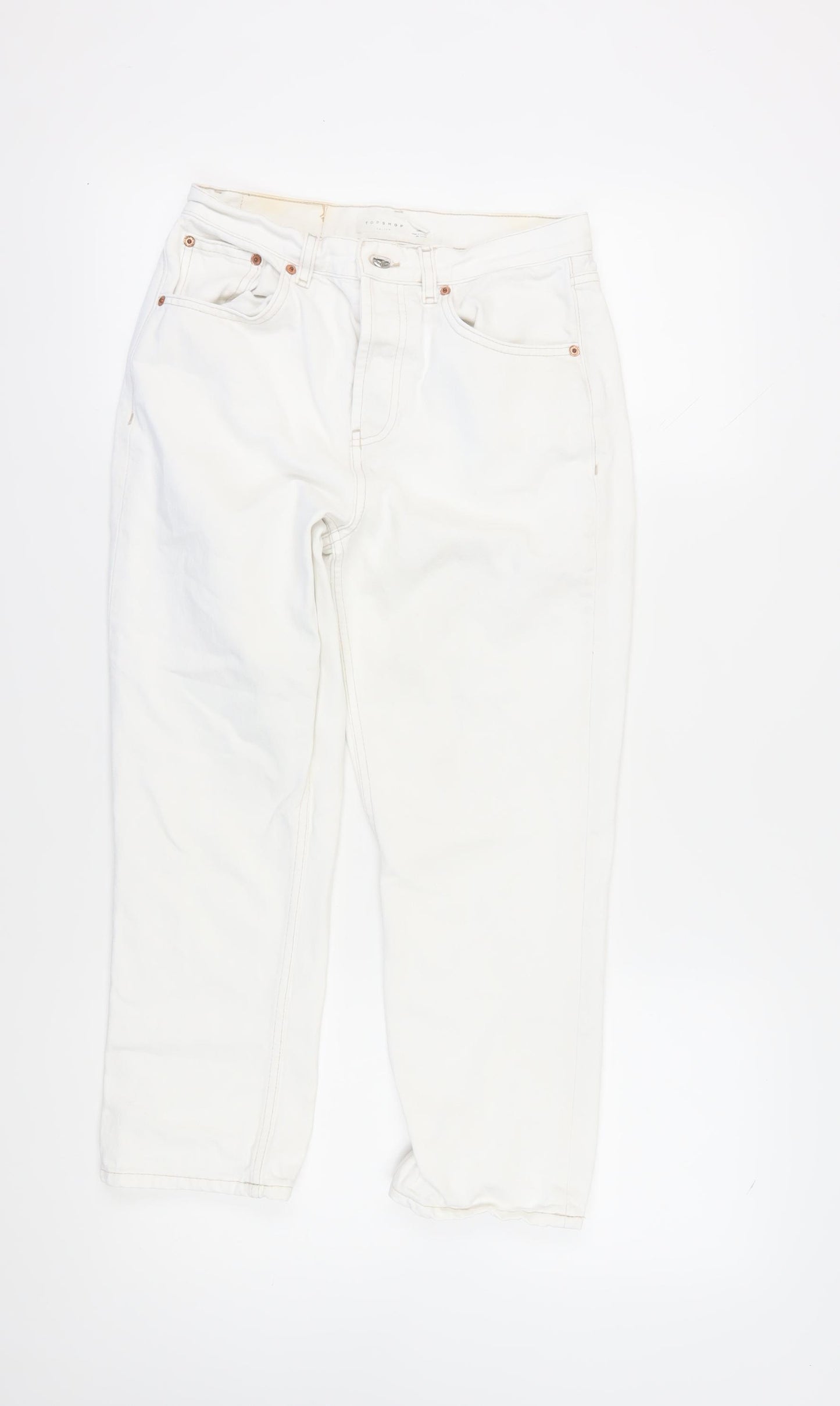 Topshop Women's White Straight Jeans Size 10