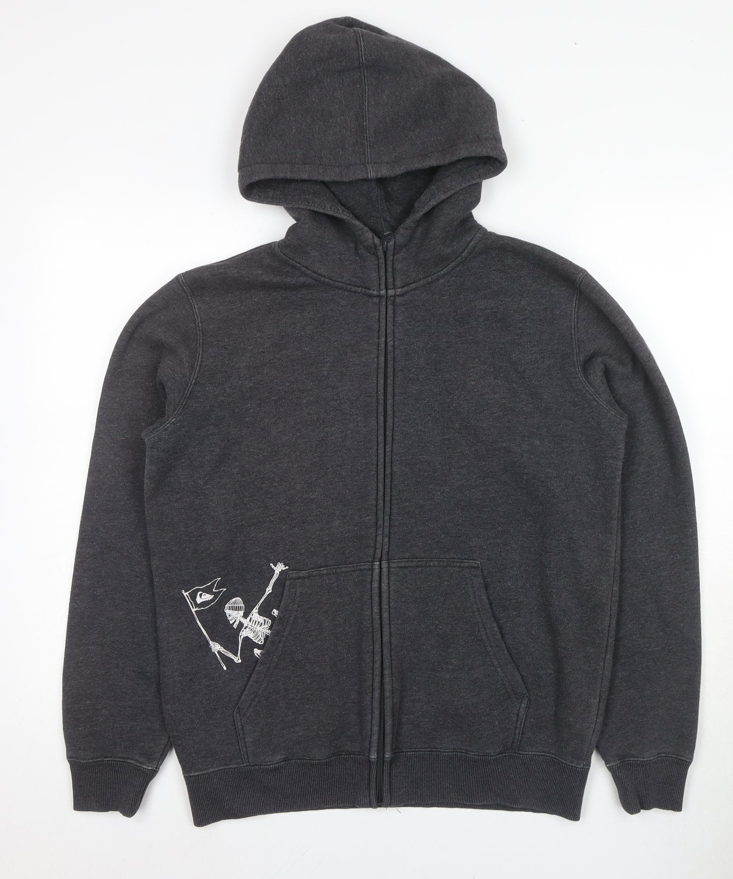 Quiksilver Grey Full Zip Hoodie Unisex Adults Size 16