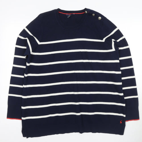 Joules Women's Blue Long Sleeve Striped T-Shirt Size 18