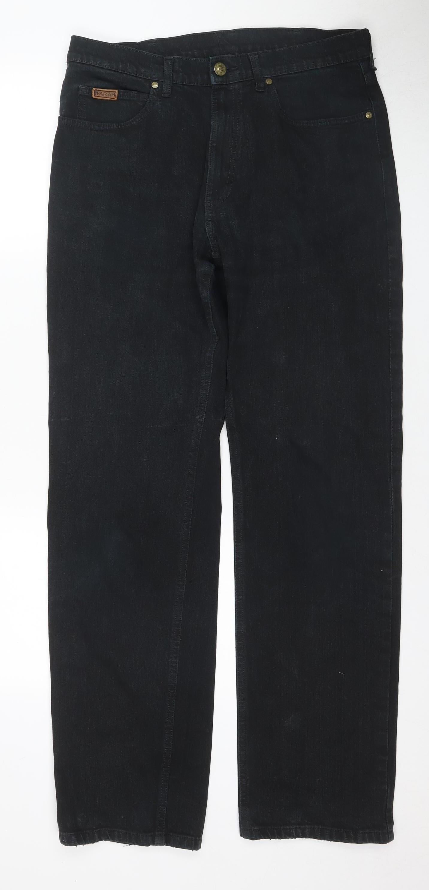 Farah Men's Black Straight Jeans 34 Mid Rise