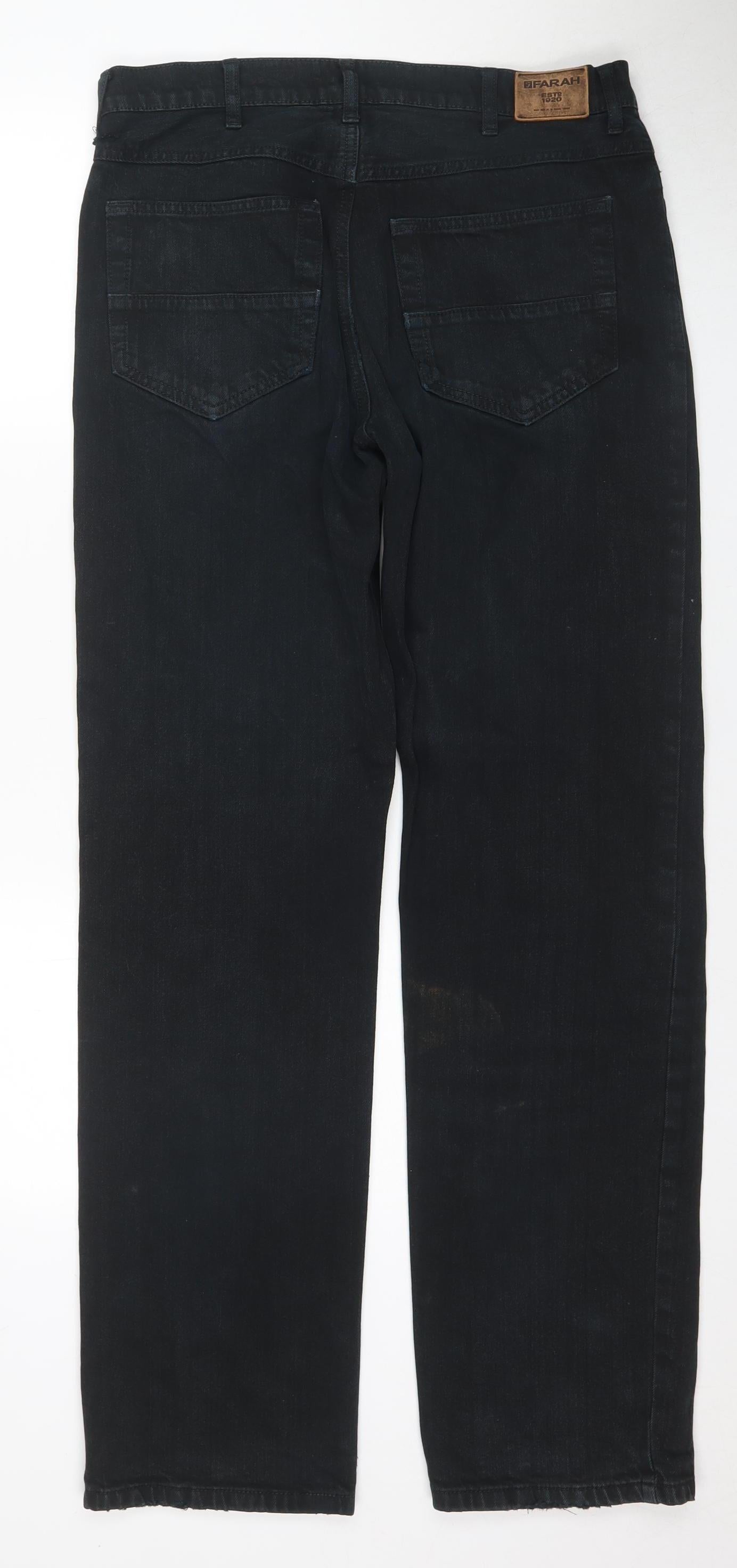 Farah Men's Black Straight Jeans 34 Mid Rise