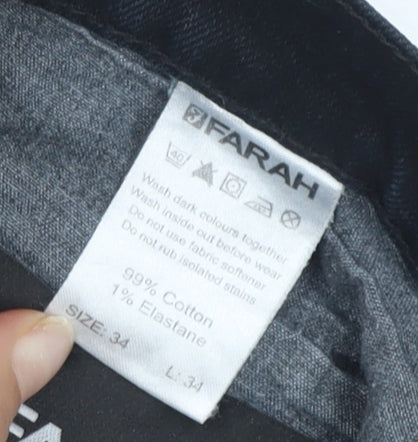 Farah Men's Black Straight Jeans 34 Mid Rise