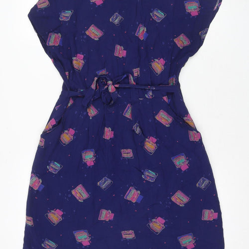White Stuff Women's Blue Geometric Strapless Dress Size 10