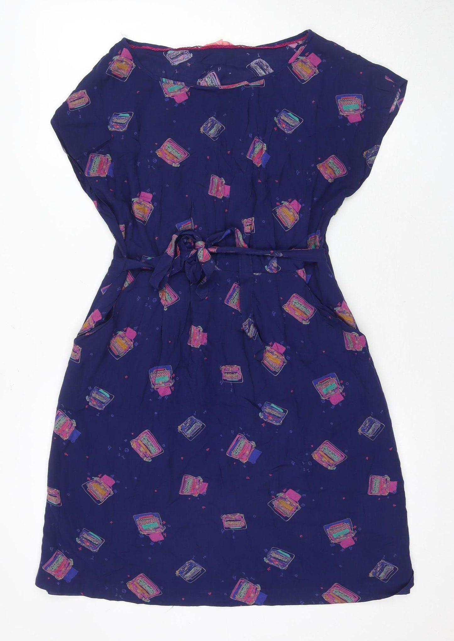 White Stuff Women's Blue Geometric Strapless Dress Size 10