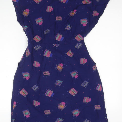 White Stuff Women's Blue Geometric Strapless Dress Size 10