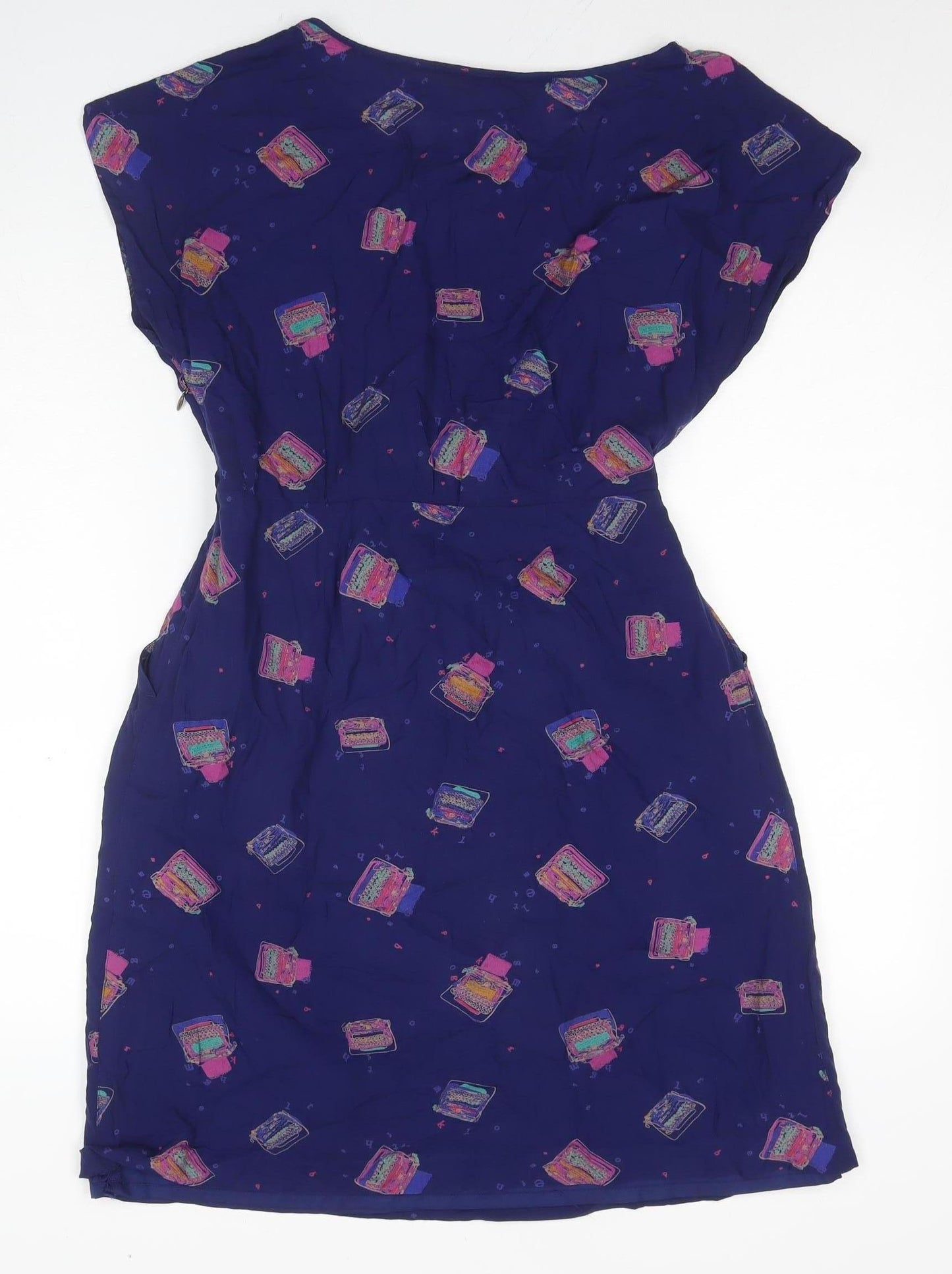 White Stuff Women's Blue Geometric Strapless Dress Size 10