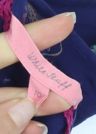 White Stuff Women's Blue Geometric Strapless Dress Size 10