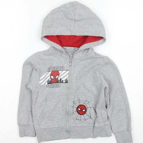 Marvel Spider-Man Boys Grey Full Zip Hoodie 4 Years