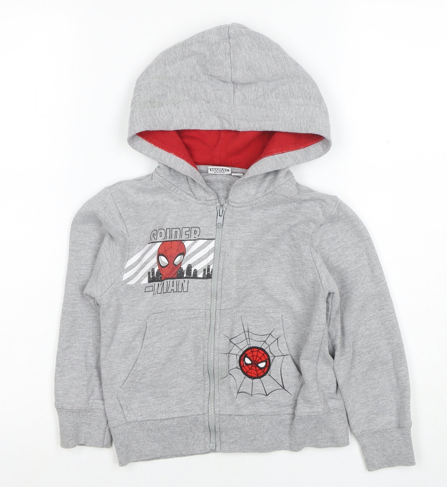 Marvel Spider-Man Boys Grey Full Zip Hoodie 4 Years