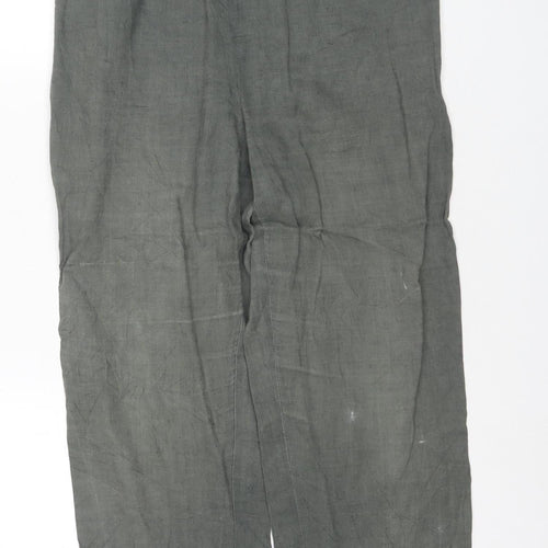 Laura Ashley Women's Grey Linen Trousers Size 14 Casual