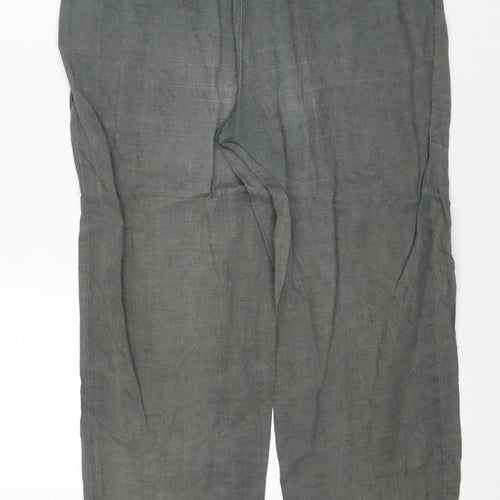 Laura Ashley Women's Grey Linen Trousers Size 14 Casual