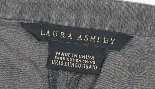 Laura Ashley Women's Grey Linen Trousers Size 14 Casual