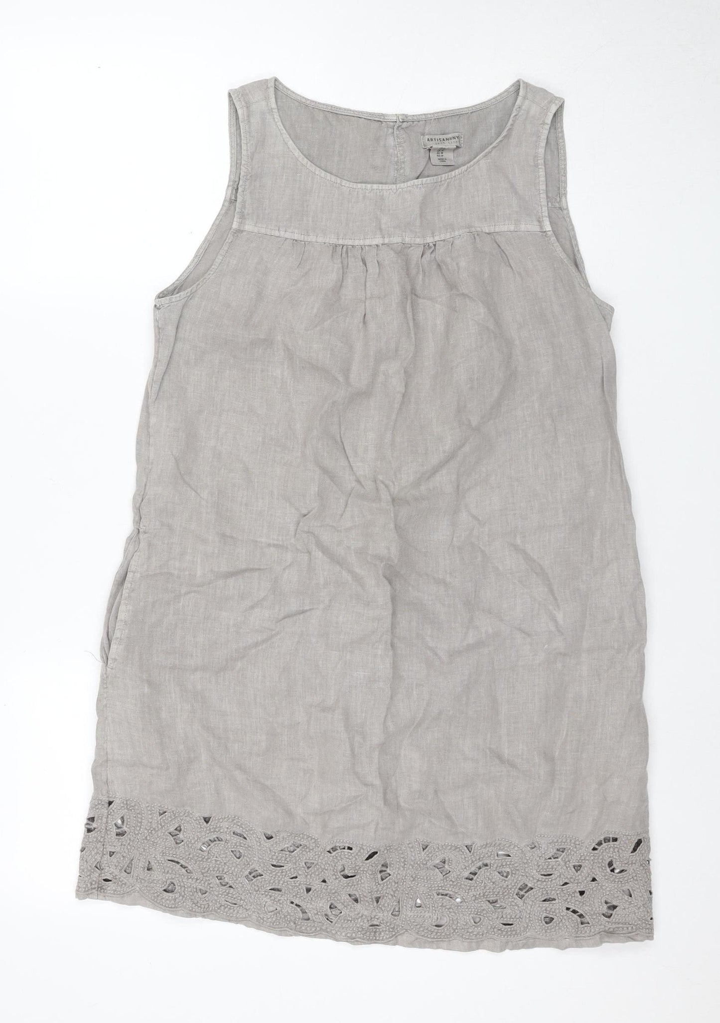 ARTISAN NY Grey Linen Women’s Tank Dress M – Casual Chic