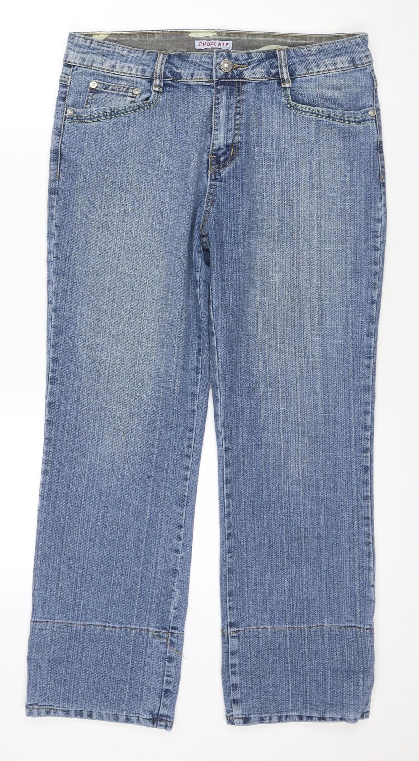 CHOKLATE Women's Blue Straight Jeans Size 14 Regular