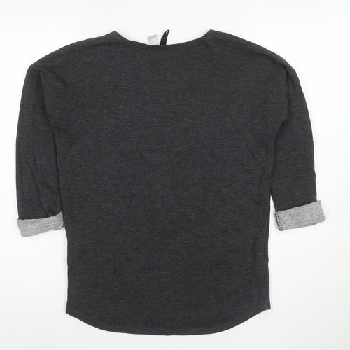H&M Women Grey Skull Pullover Sweatshirt Size 6