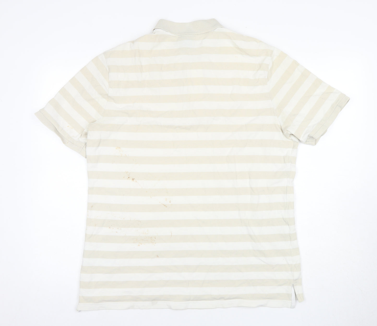 Nike Men's Beige Striped Polo Shirt Large