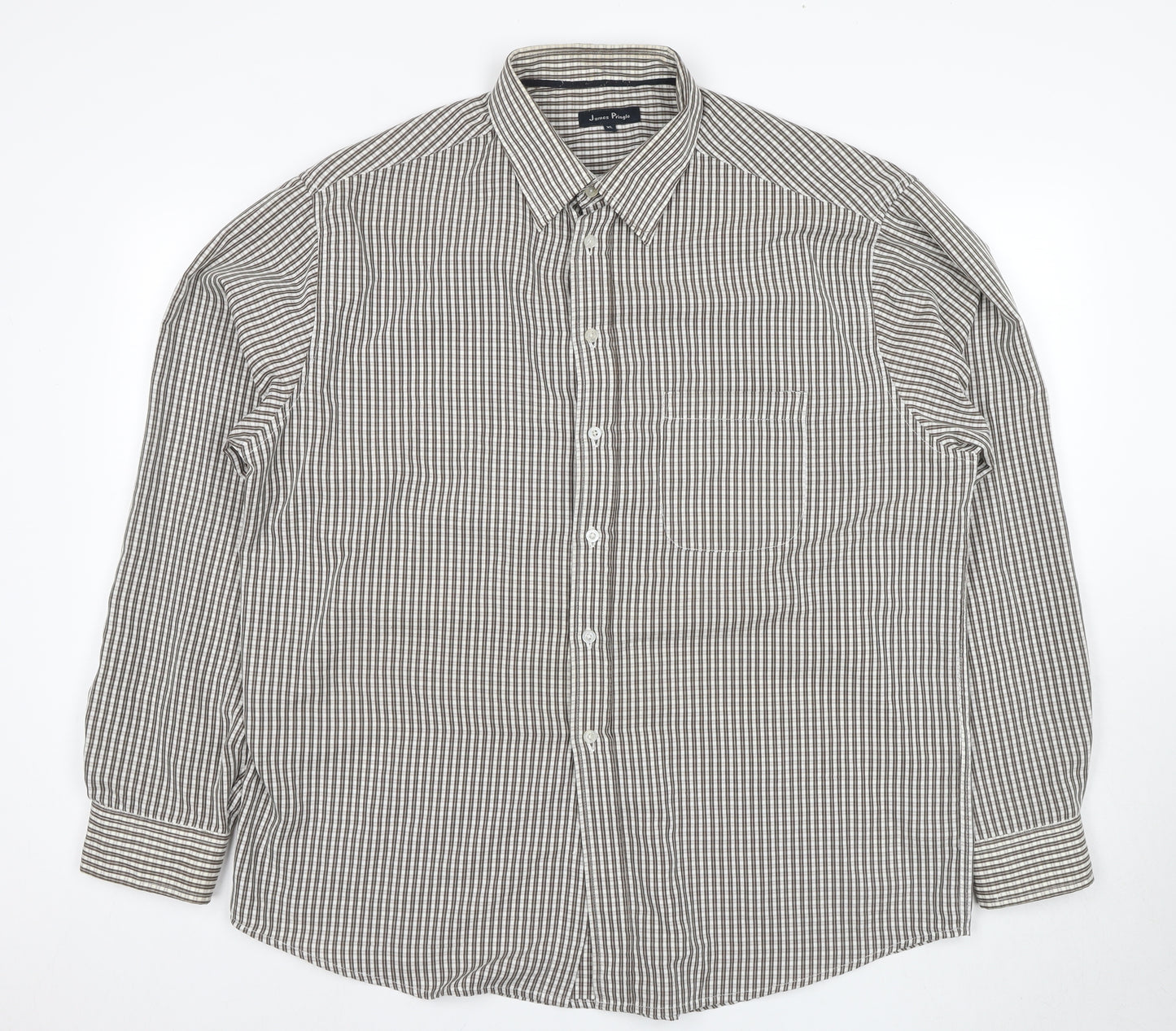 James Pringle Men's Brown XL Check Button-Up Shirt