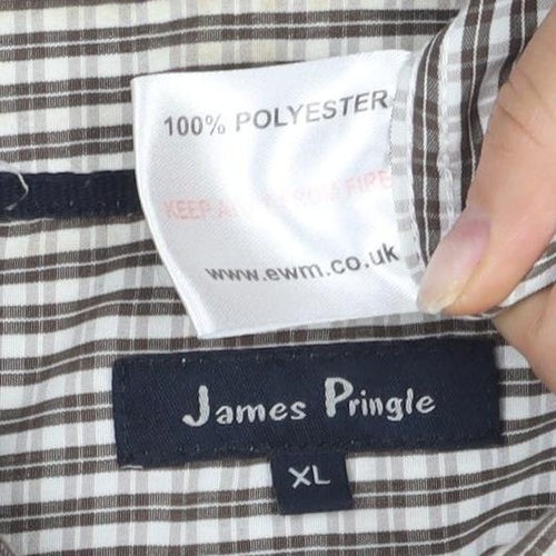 James Pringle Men's Brown XL Check Button-Up Shirt
