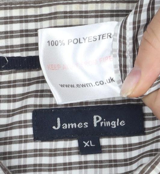 James Pringle Men's Brown XL Check Button-Up Shirt