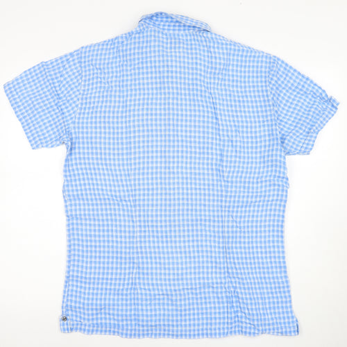 GAP Men's Blue Check Linen Shirt L Casual Summer