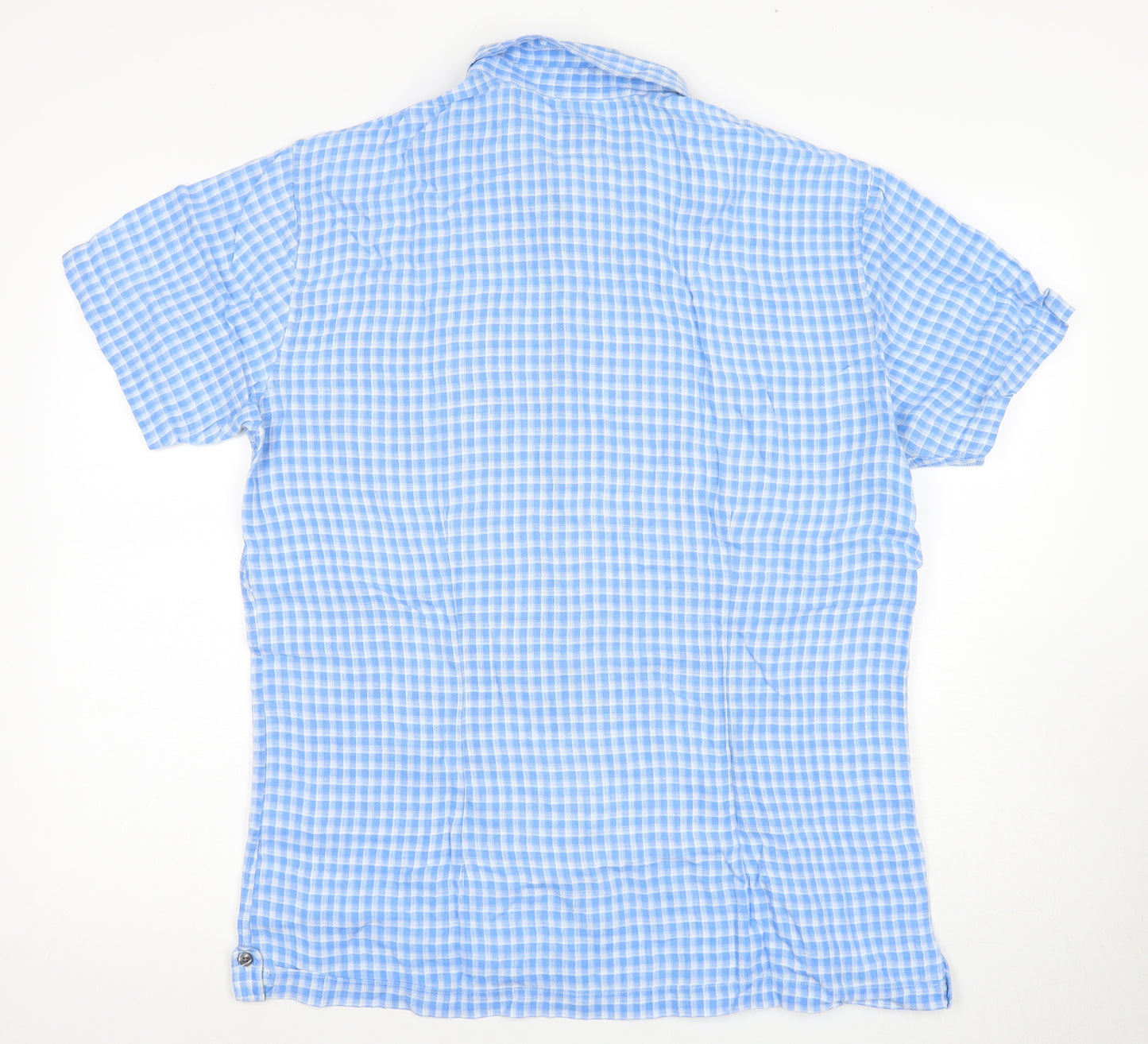 GAP Men's Blue Check Linen Shirt L Casual Summer