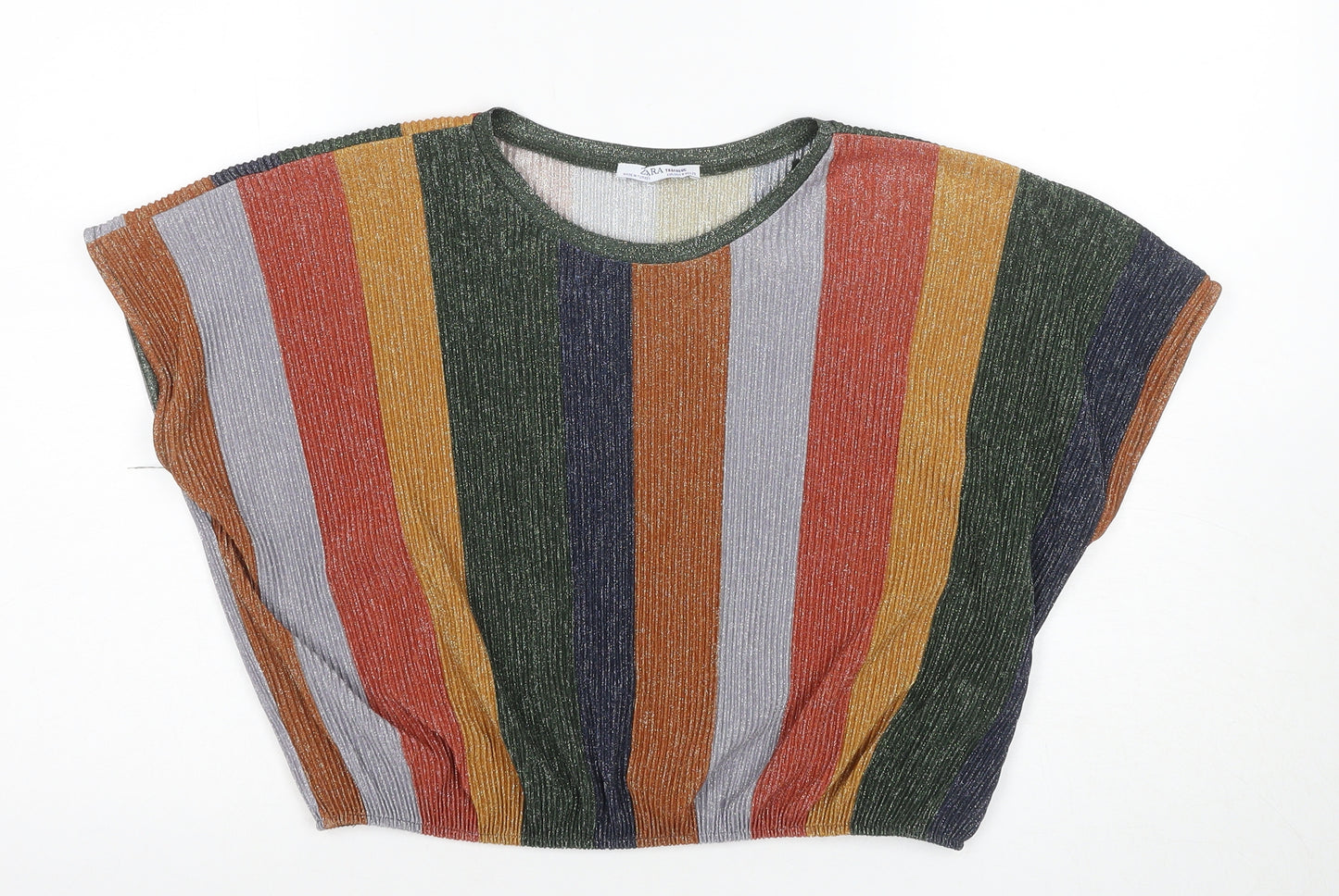 Zara Women's Multicoloured Striped T-Shirt Size 12