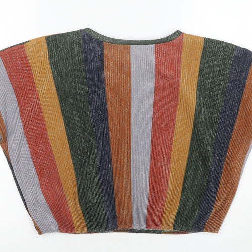 Zara Women's Multicoloured Striped T-Shirt Size 12