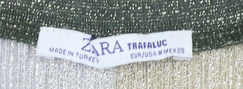 Zara Women's Multicoloured Striped T-Shirt Size 12
