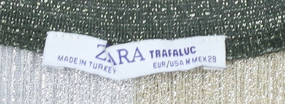 Zara Women's Multicoloured Striped T-Shirt Size 12