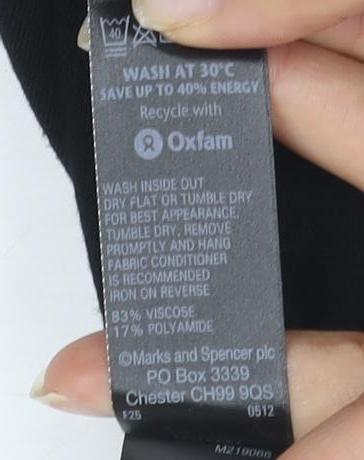Marks and Spencer Women's Black T-Shirt Size 14
