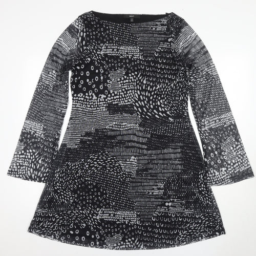 Next Women's Black Geometric Dress, Size 14, Long Sleeve