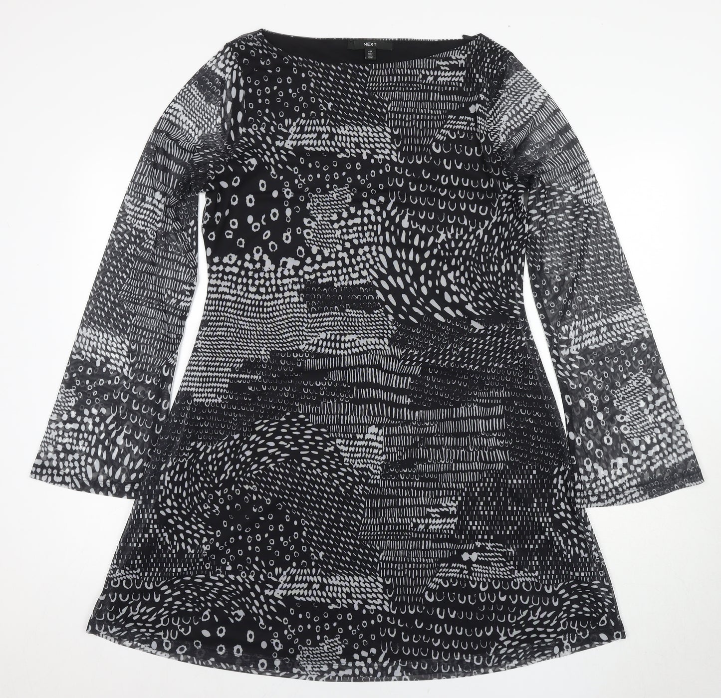 Next Women's Black Geometric Dress, Size 14, Long Sleeve