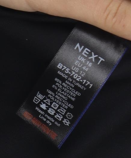 Next Women's Black Geometric Dress, Size 14, Long Sleeve