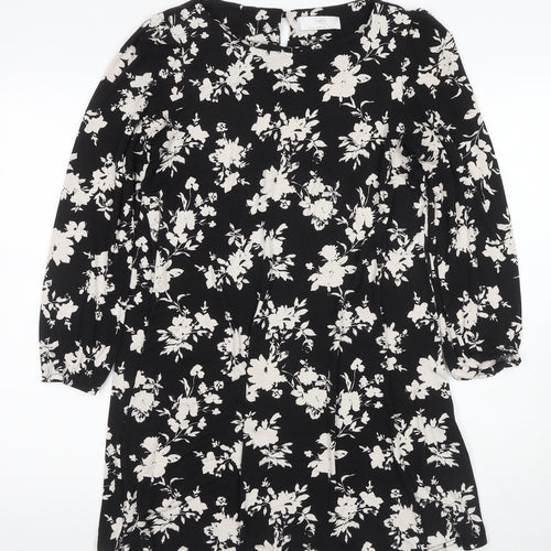 Wallis Petites Black Floral Shift Dress Size 14